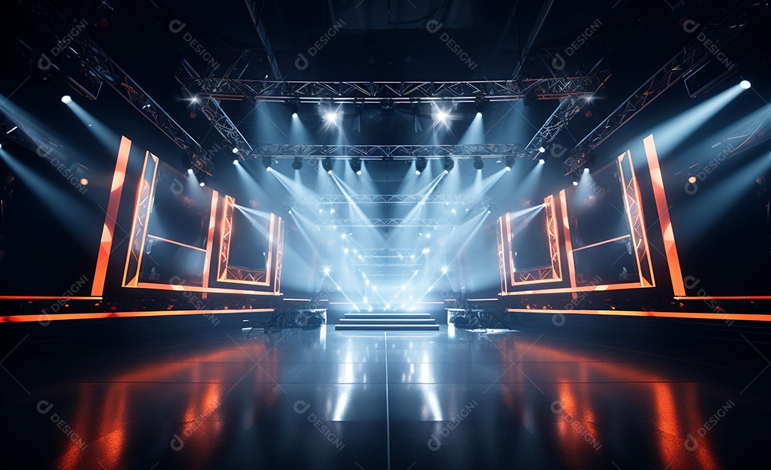 Cenário futurístico iluminado neon