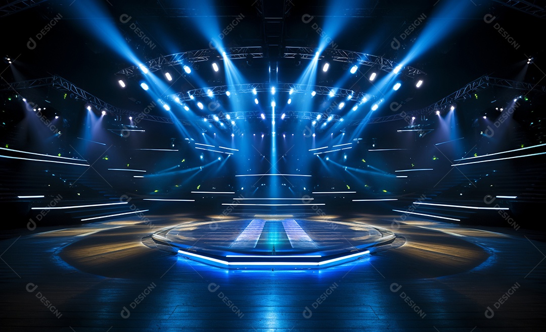 Cenário futurístico iluminado neon