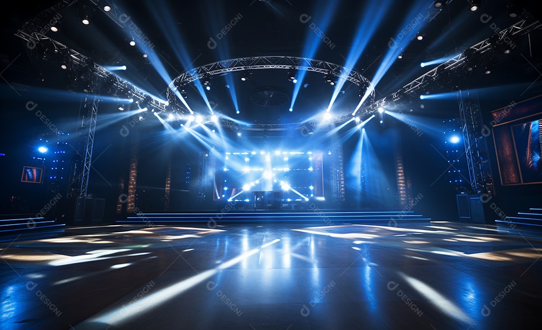 Cenário futurístico iluminado neon