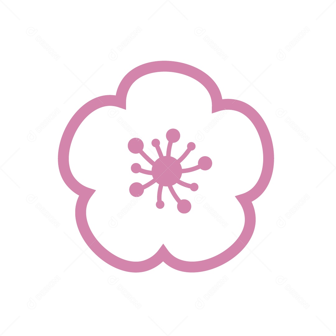 Flor Ilustrativa de Outubro Rosa Ilustração Vetor EPS