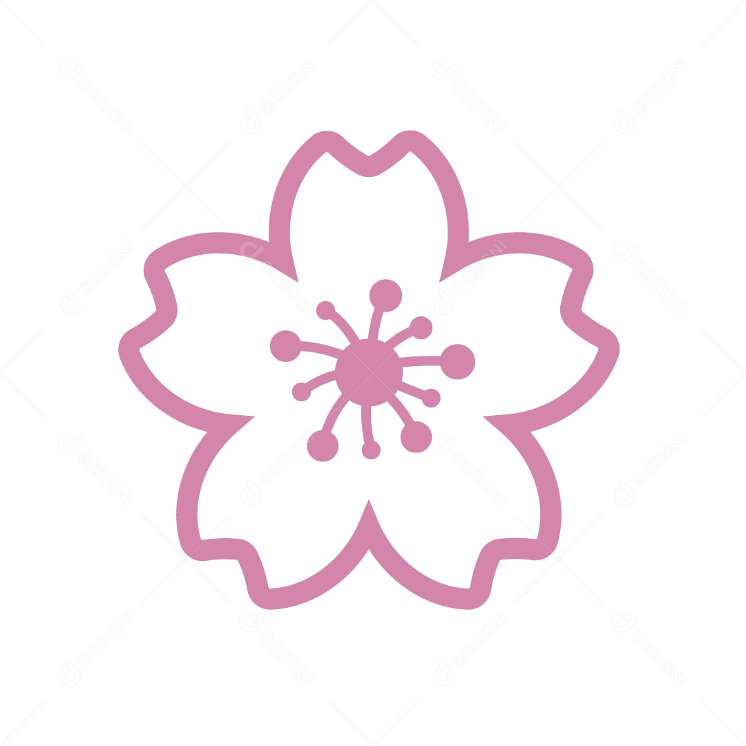 Flor Ilustrativa de Outubro Rosa Ilustração Vetor EPS