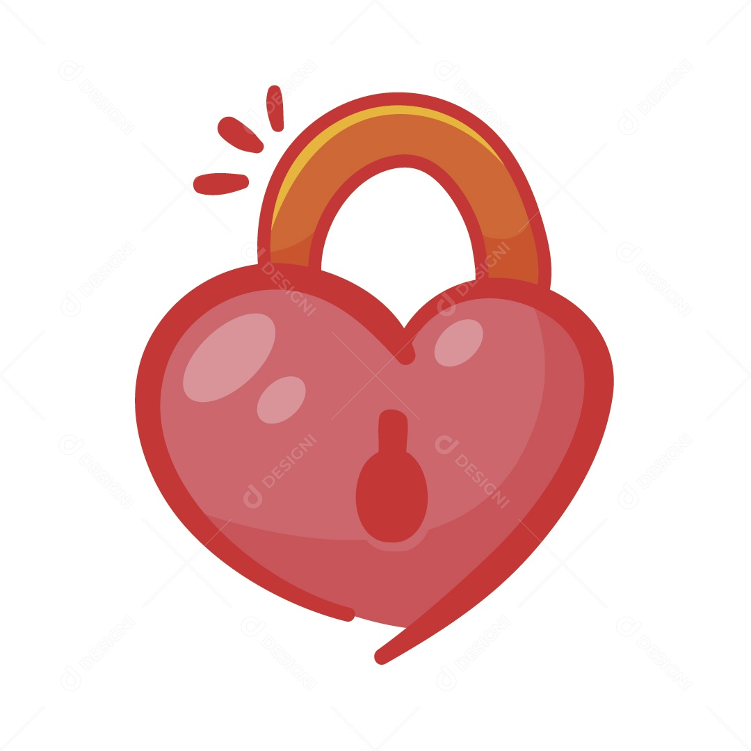 Coração em Forma de Cadeado Ilustração Vetor EPS