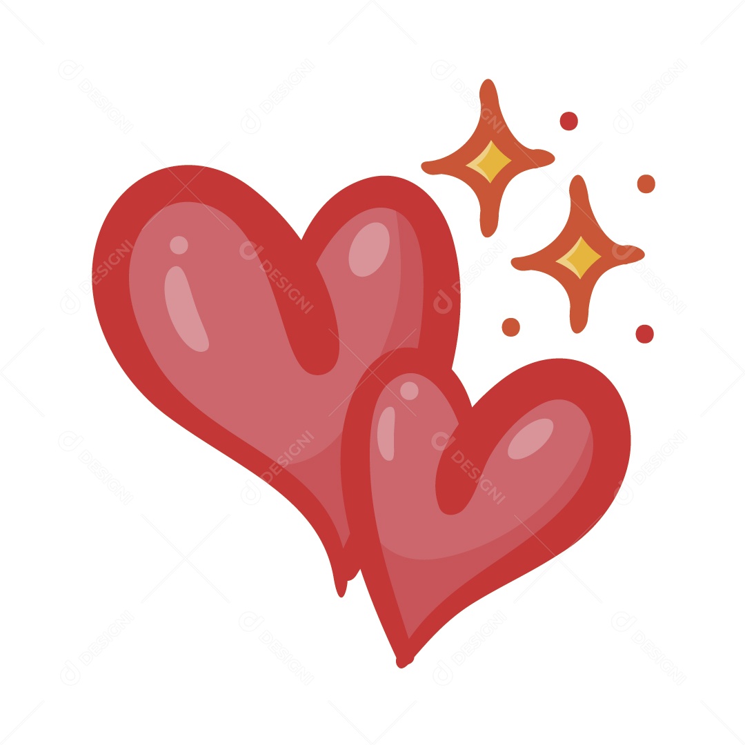 Corações com Brilhos Ilustração Vetor EPS