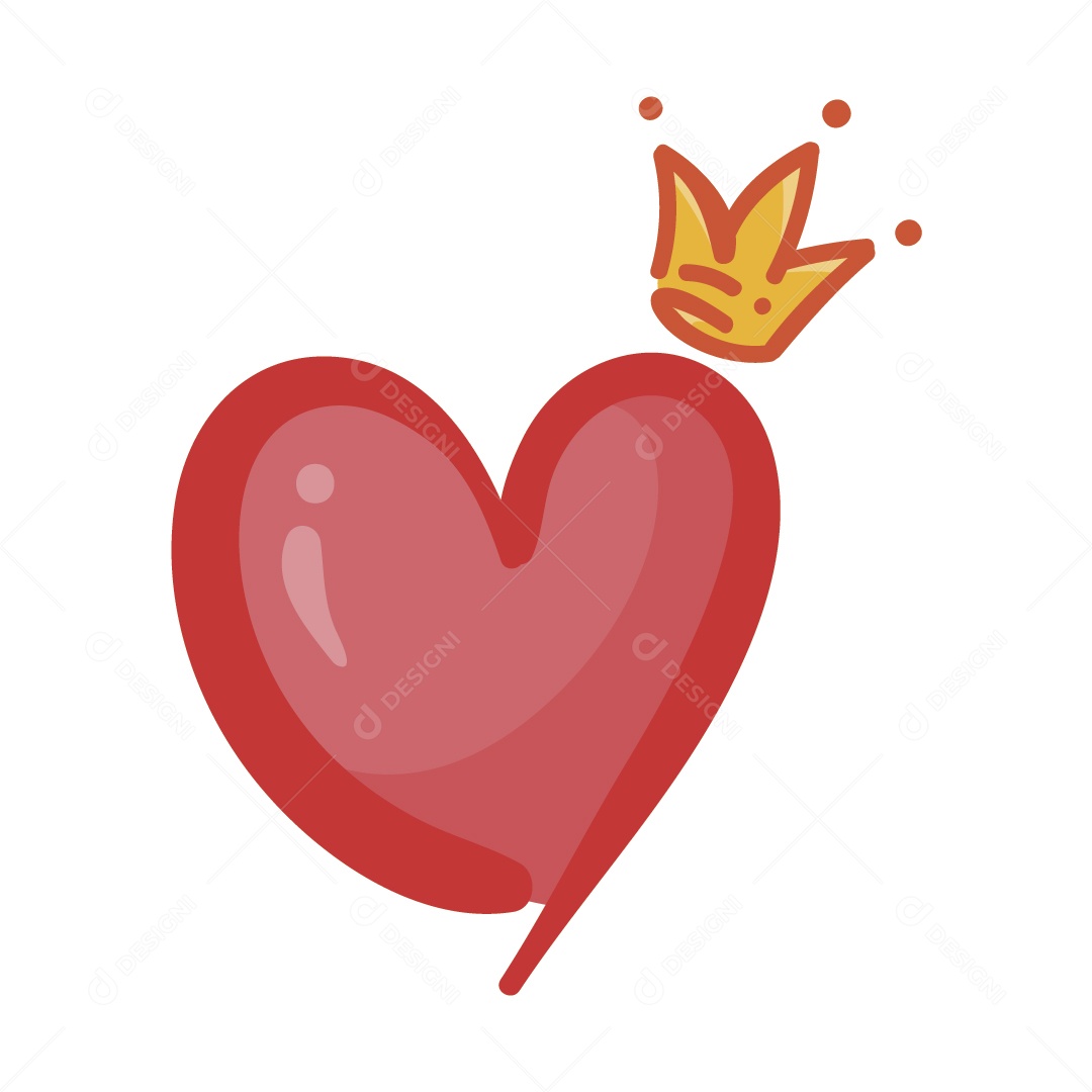 Coração Vermelho com Coroa Ilustração Vetor EPS
