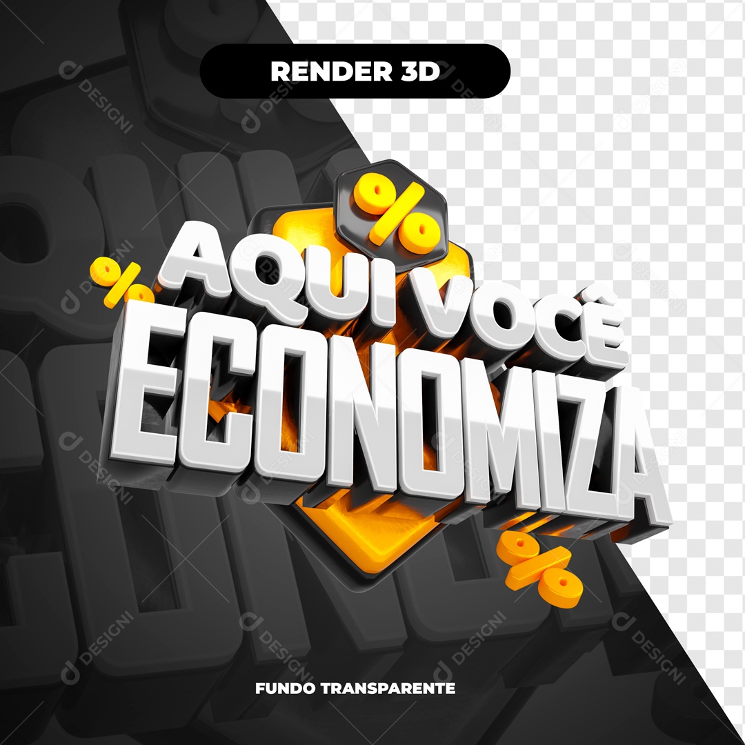 Aqui Você Economiza Selo 3D Preto Para Composição PSD