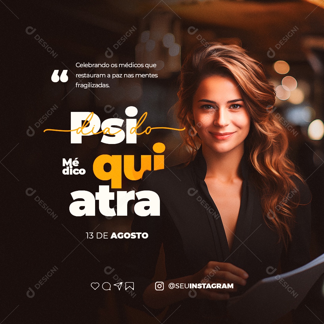 Dia do Médico Psiquiatra Celebrando os Médicos que Restauram a Paz nas Mentes Social Media PSD Editável