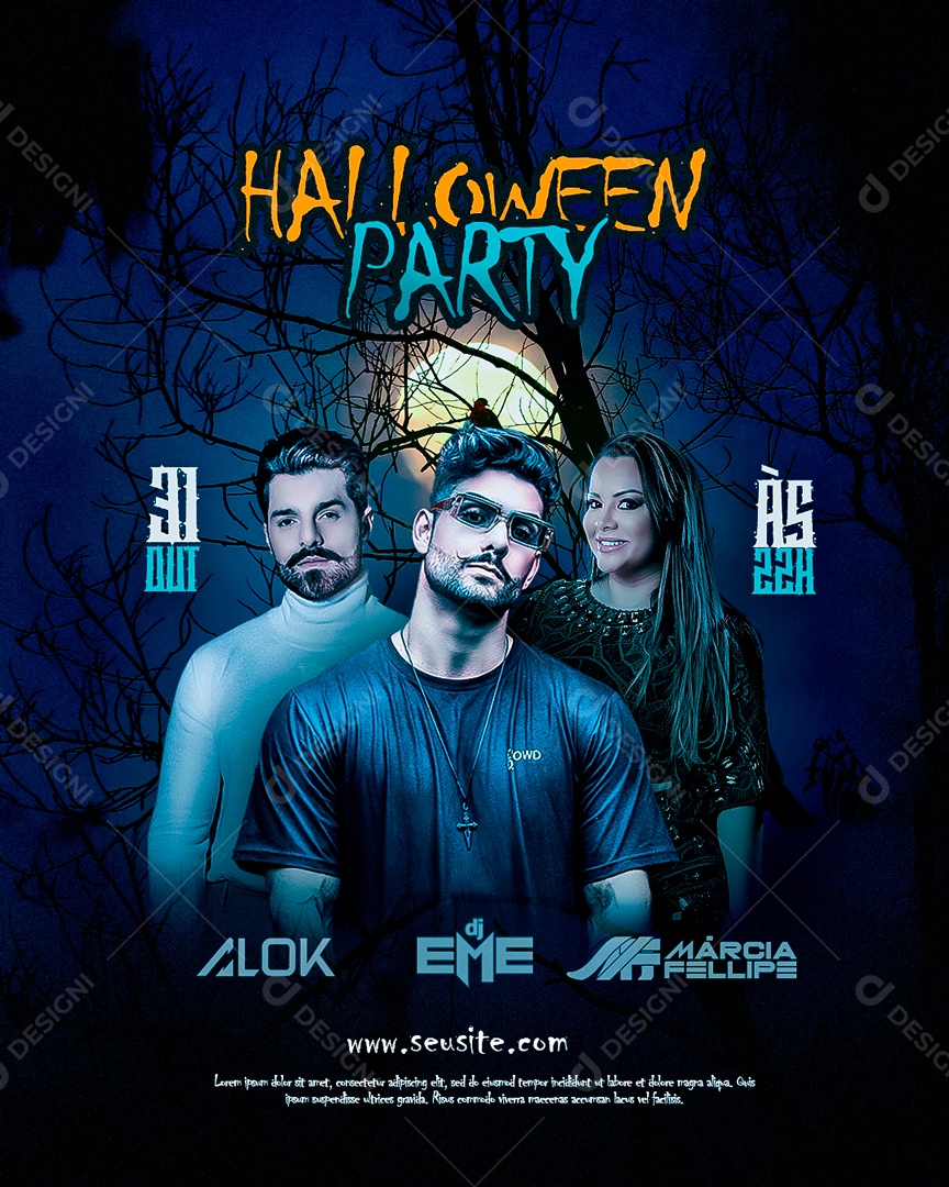 Halloween Party Flyer Social Media PSD Editável