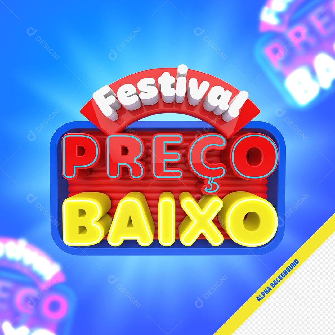 Selo 3D Festival Preço Baixo Para Composição PSD