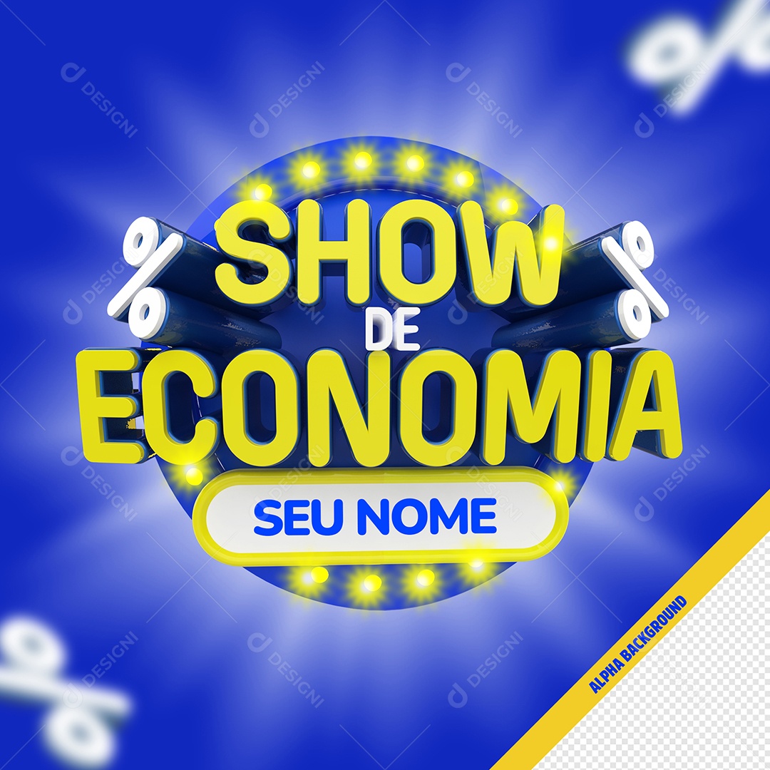 Selo 3D Show de Economia Para Composição PSD