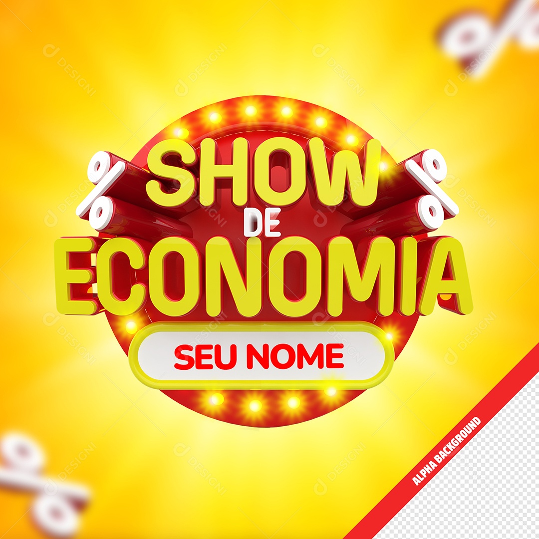 Selo 3D Show de Economia Oferta Para Composição PSD