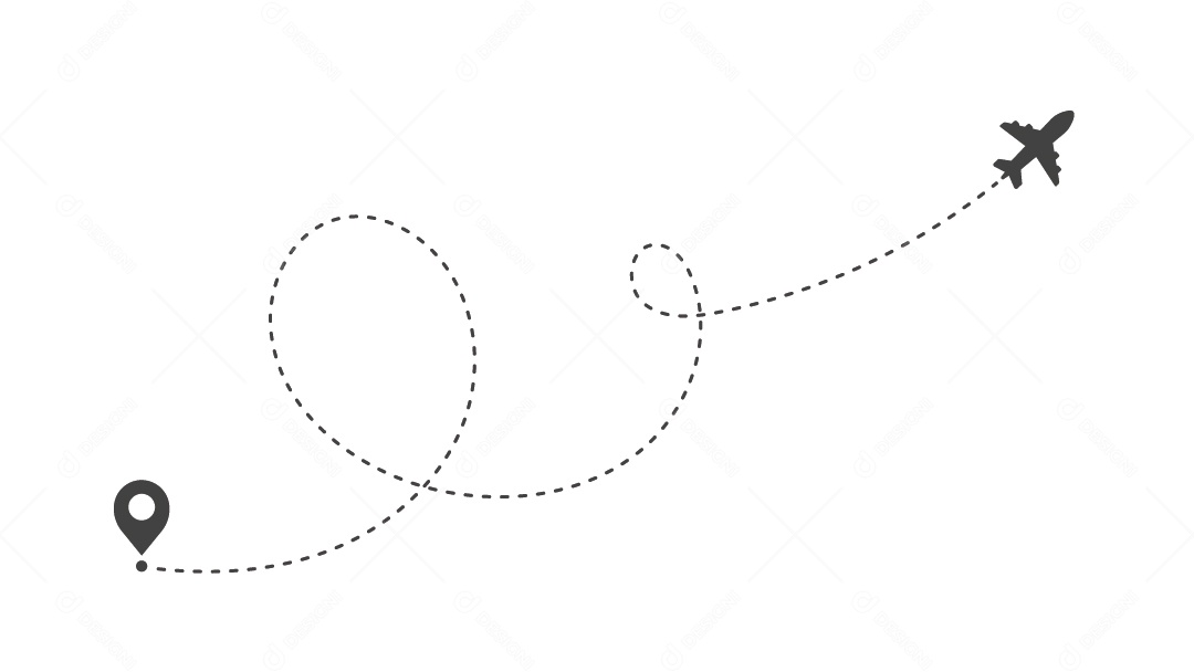 Ilustração de Avião em Linha e Pin de Mapa Vetor EPS