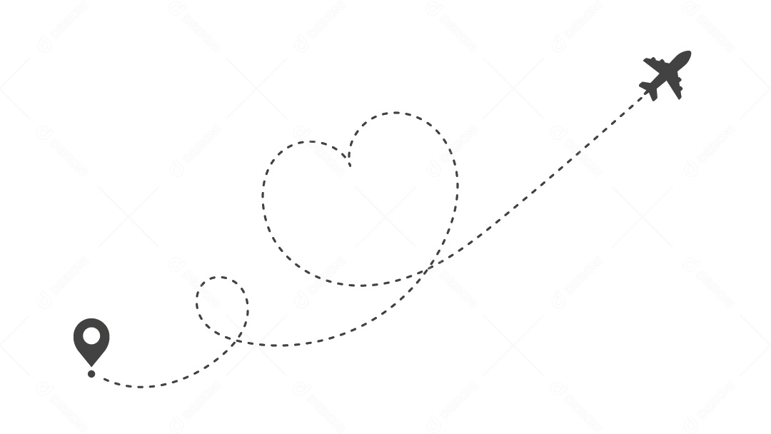 Ilustração de Avião em Linha e Pin de Mapa Vetor EPS