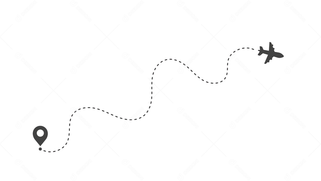 Ilustração de Avião em Linha e Pin de Mapa Vetor EPS