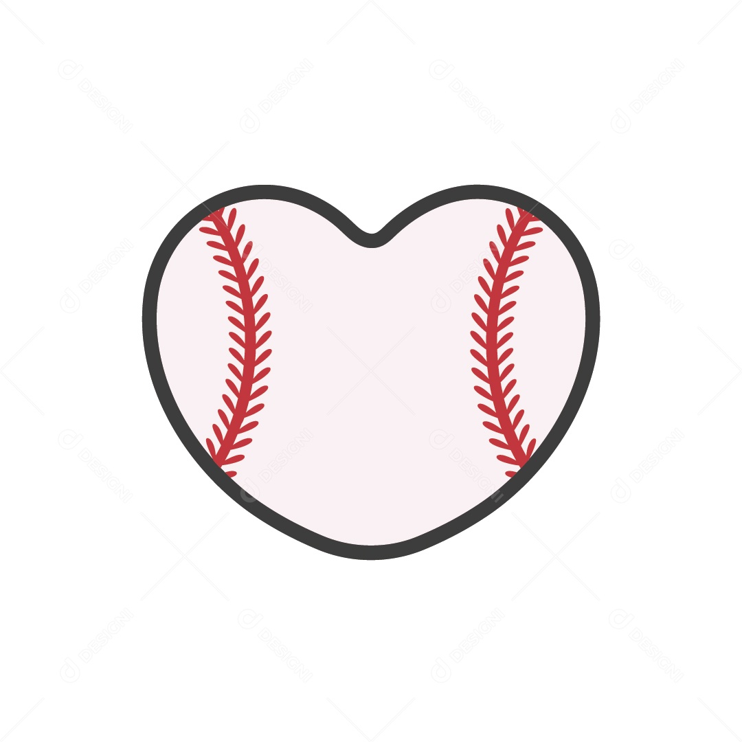 Bola de Baseball com Forma de Coração Ilustração Vetor EPS