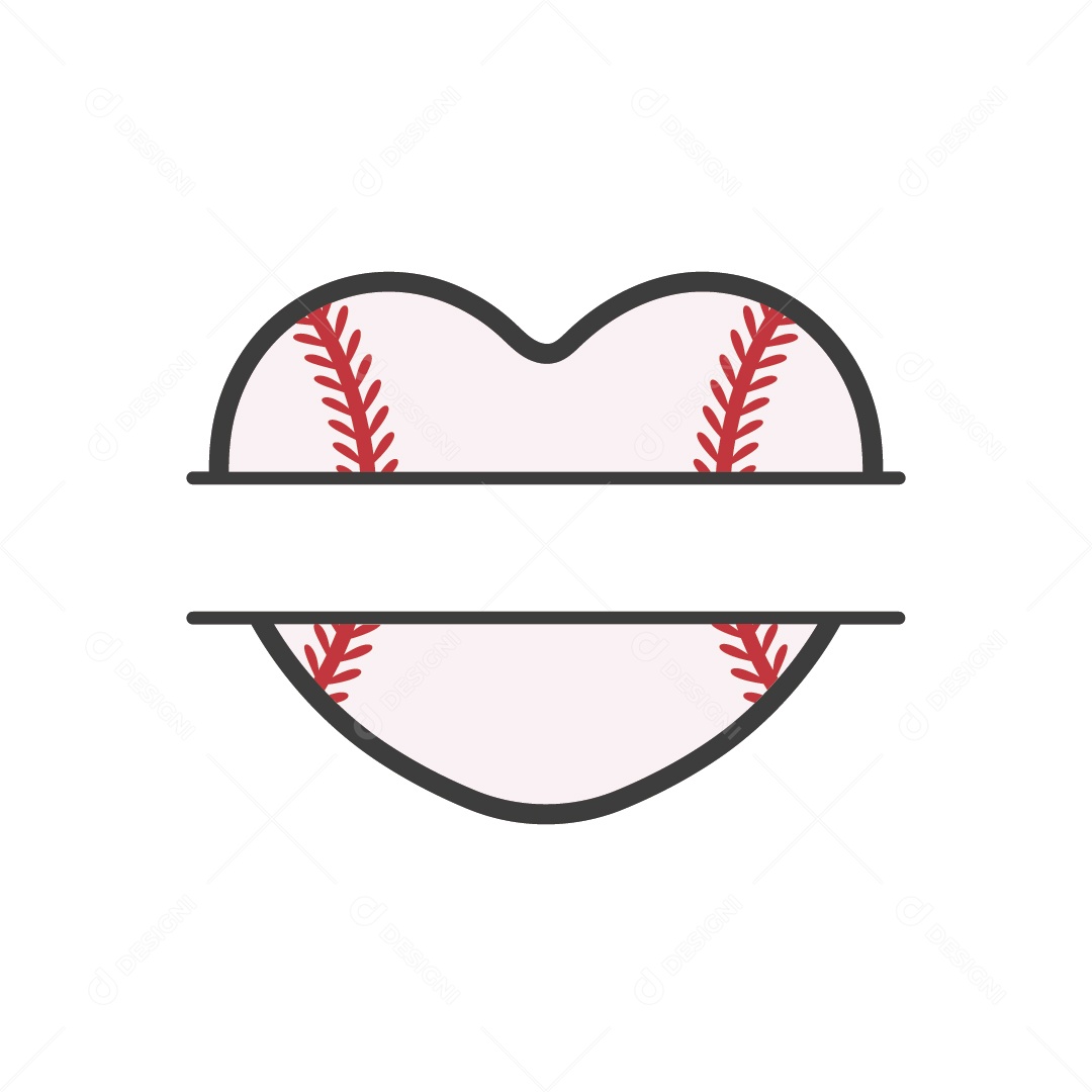 Bola de Baseball com Forma de Coração Ilustração Vetor EPS