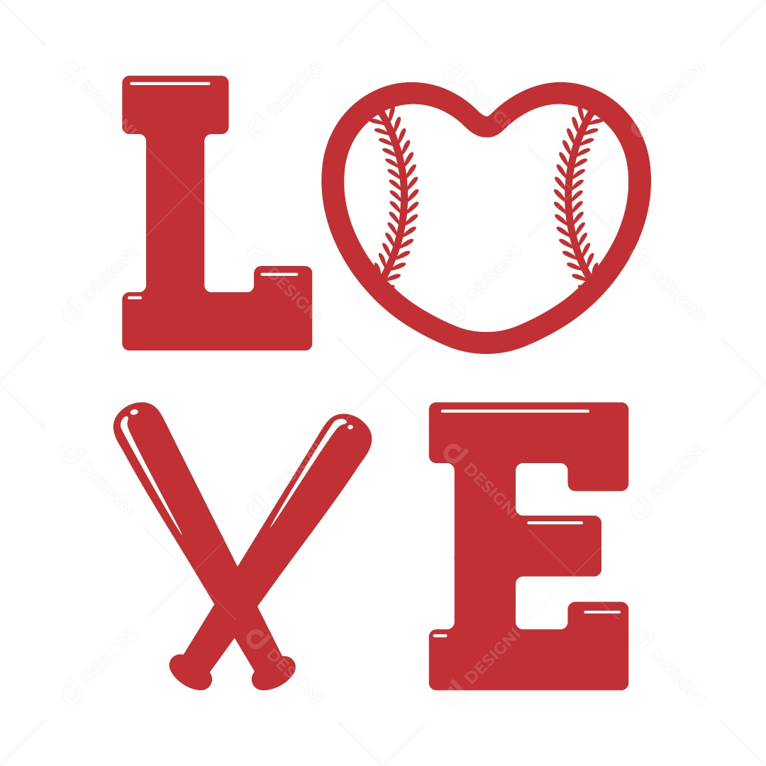 Texto Amo Baseball Ilustração Vetor EPS