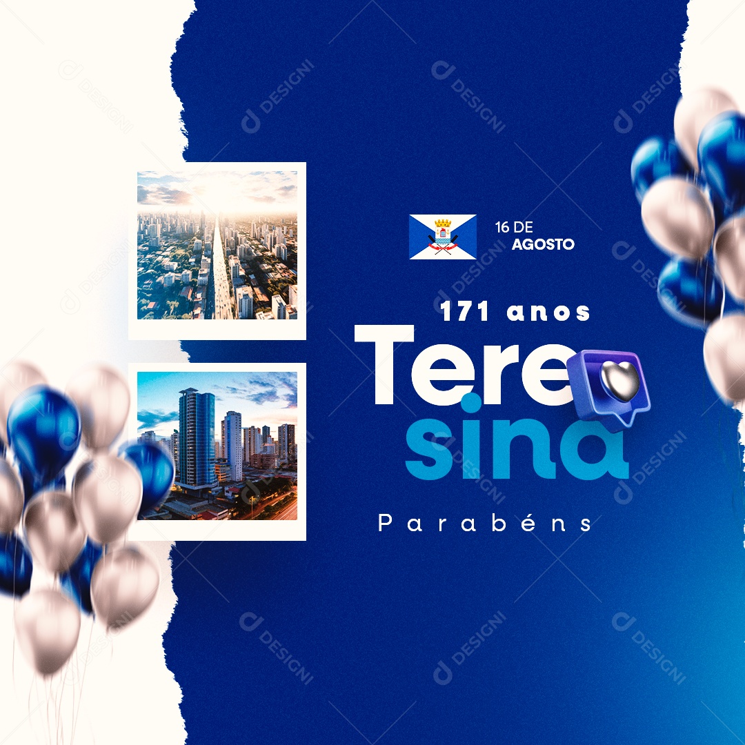 Parabéns Teresina 171 Anos 16 de Agosto Social Media PSD Editável