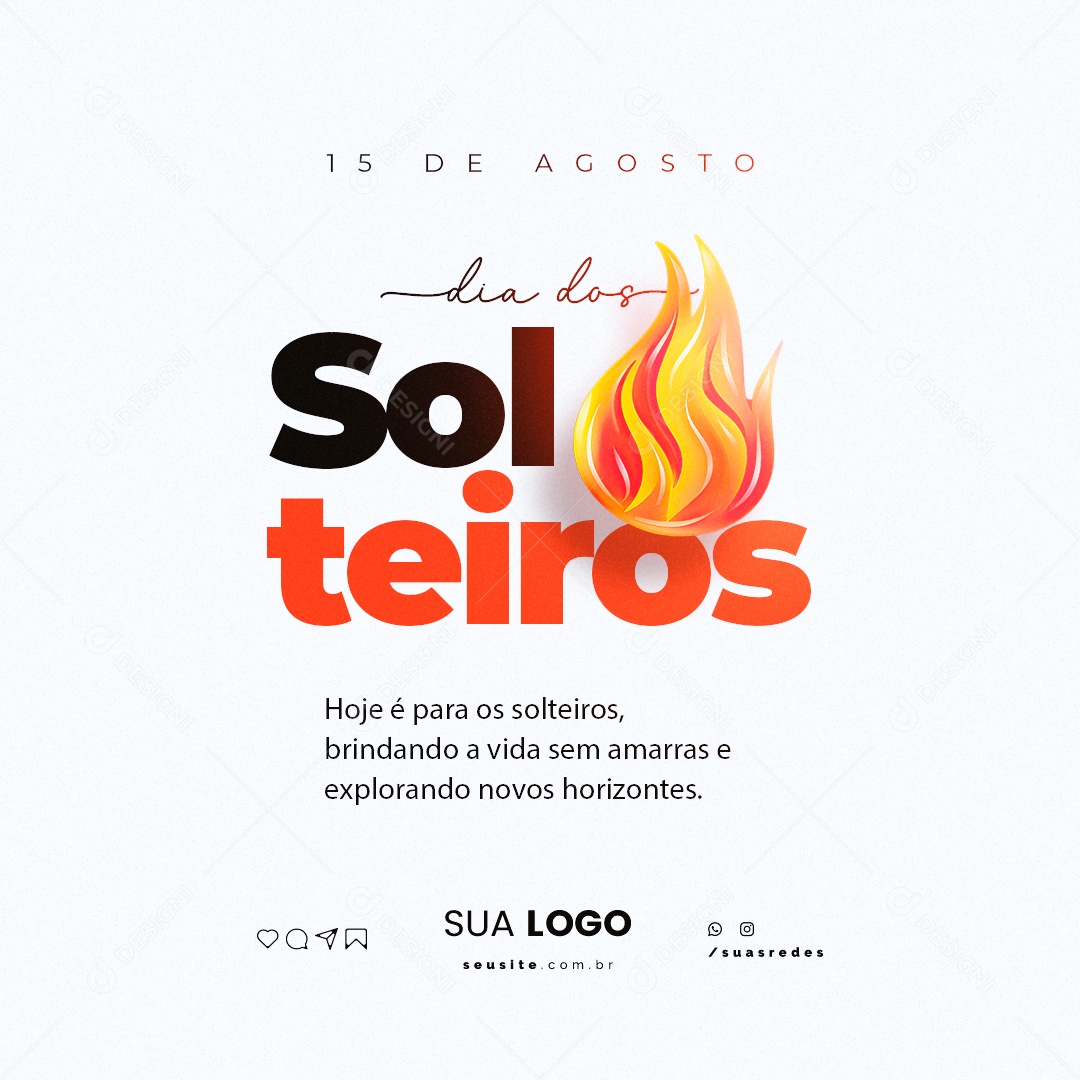 Dia dos Solteiros Brindando a Vida sem Amarras Social Media PSD Editável