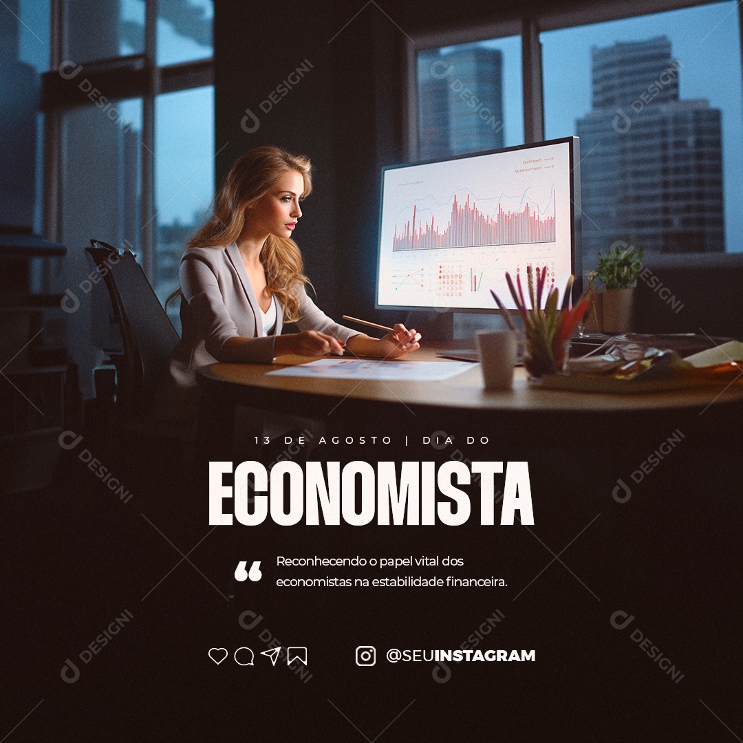 Dia Do Economista 13 de Agosto Social Media PSD Editável