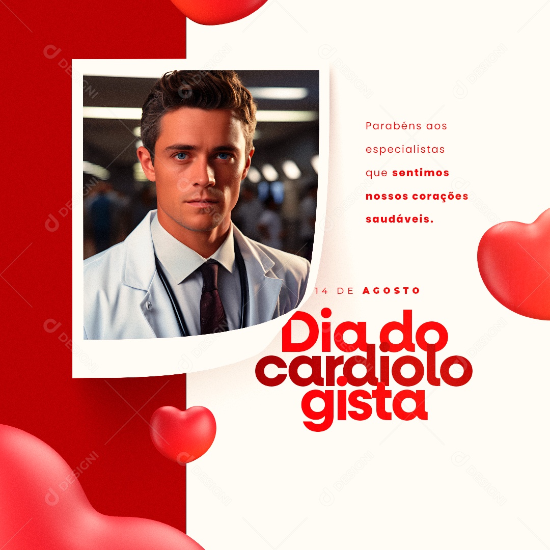 Dia Do Cardiologista Parabéns aos Especialistas Social Media PSD Editável
