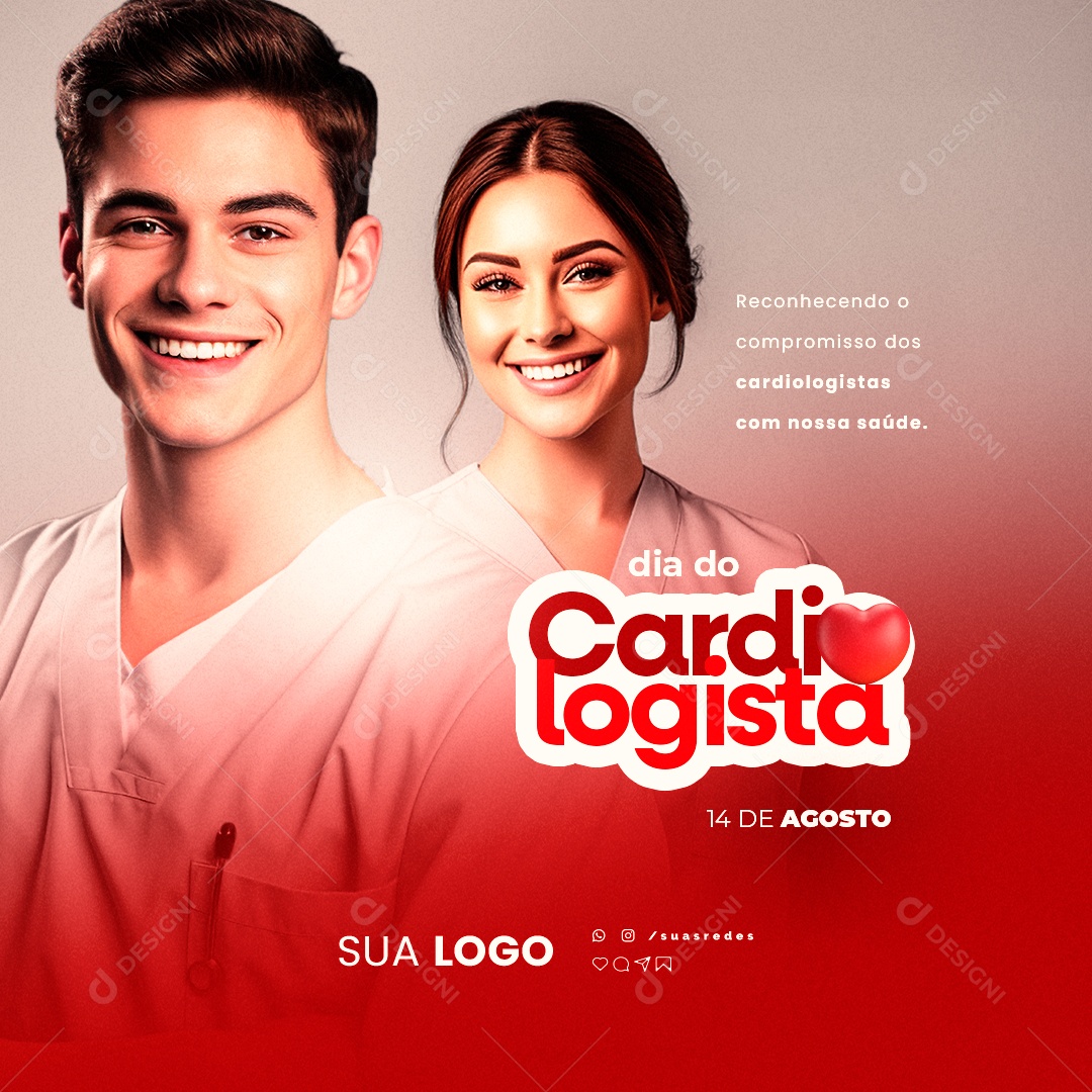 Dia Do Cardiologista Reconhecendo o Compromisso dos Cardiologistas Social Media PSD Editável