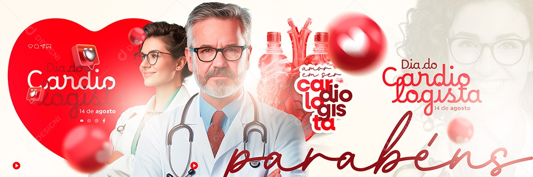 Carrossel Dia Do Cardiologista Amor em Seu Cardiologista Social Media PSD Editável