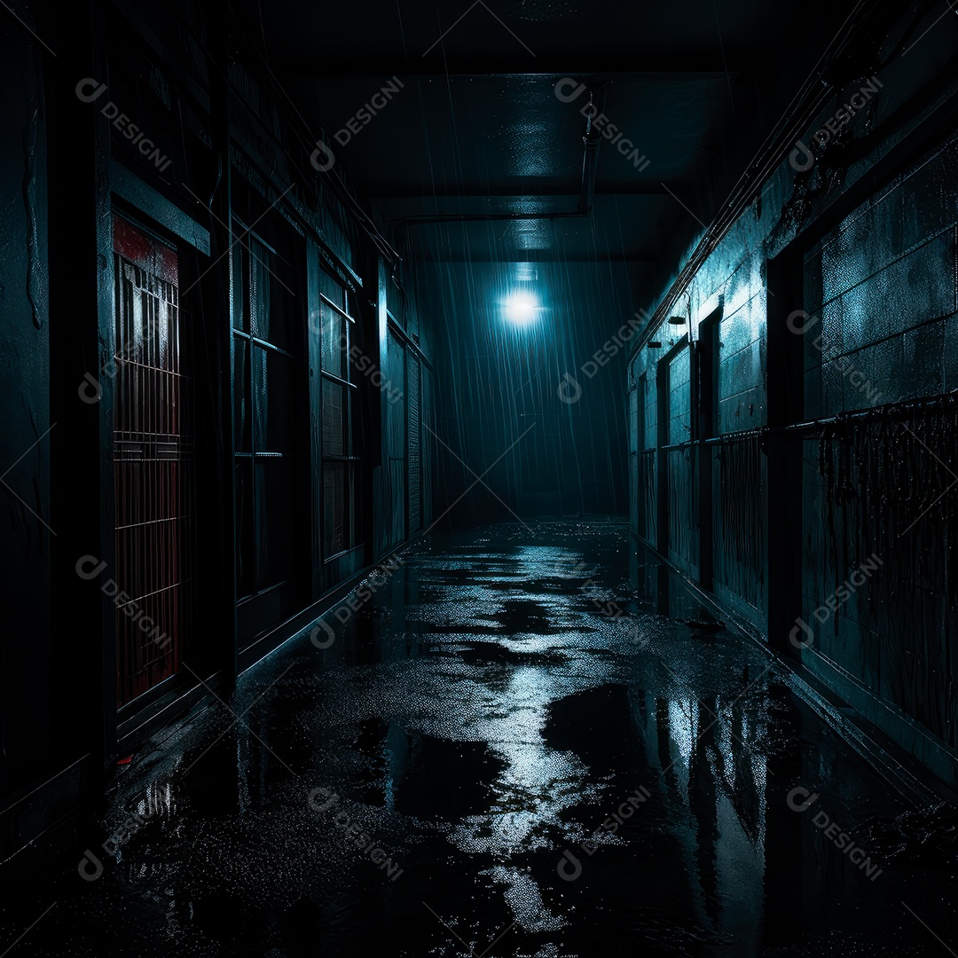 Foto de um corredor escuro de um dia chuvoso retroiluminado49