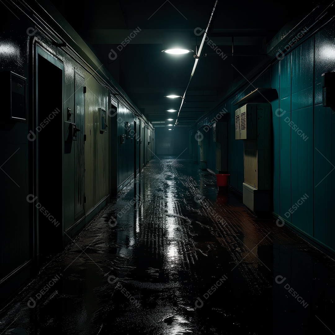 Foto de um corredor escuro de um dia chuvoso retroiluminado57