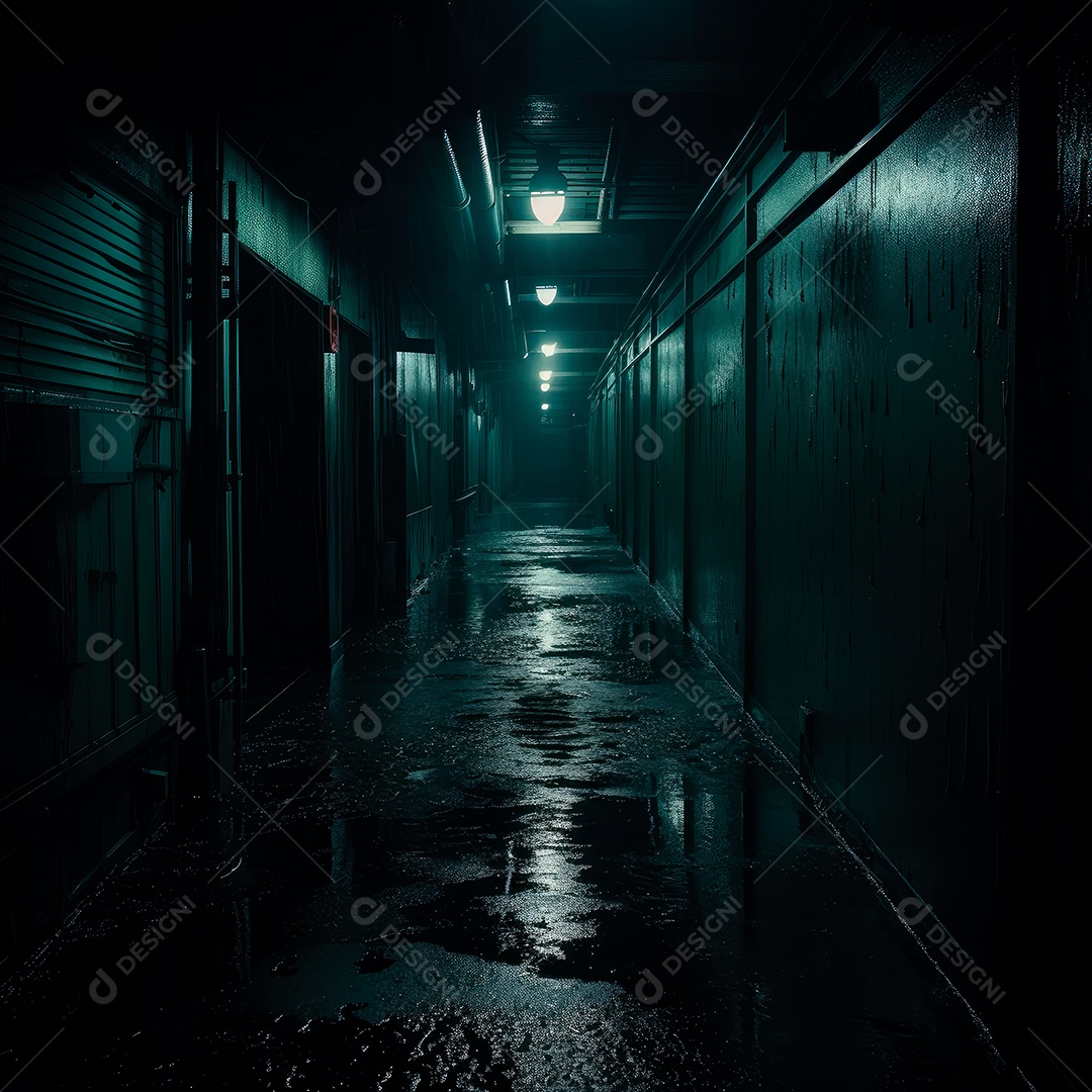 Foto de um corredor escuro de um dia chuvoso retroiluminado58