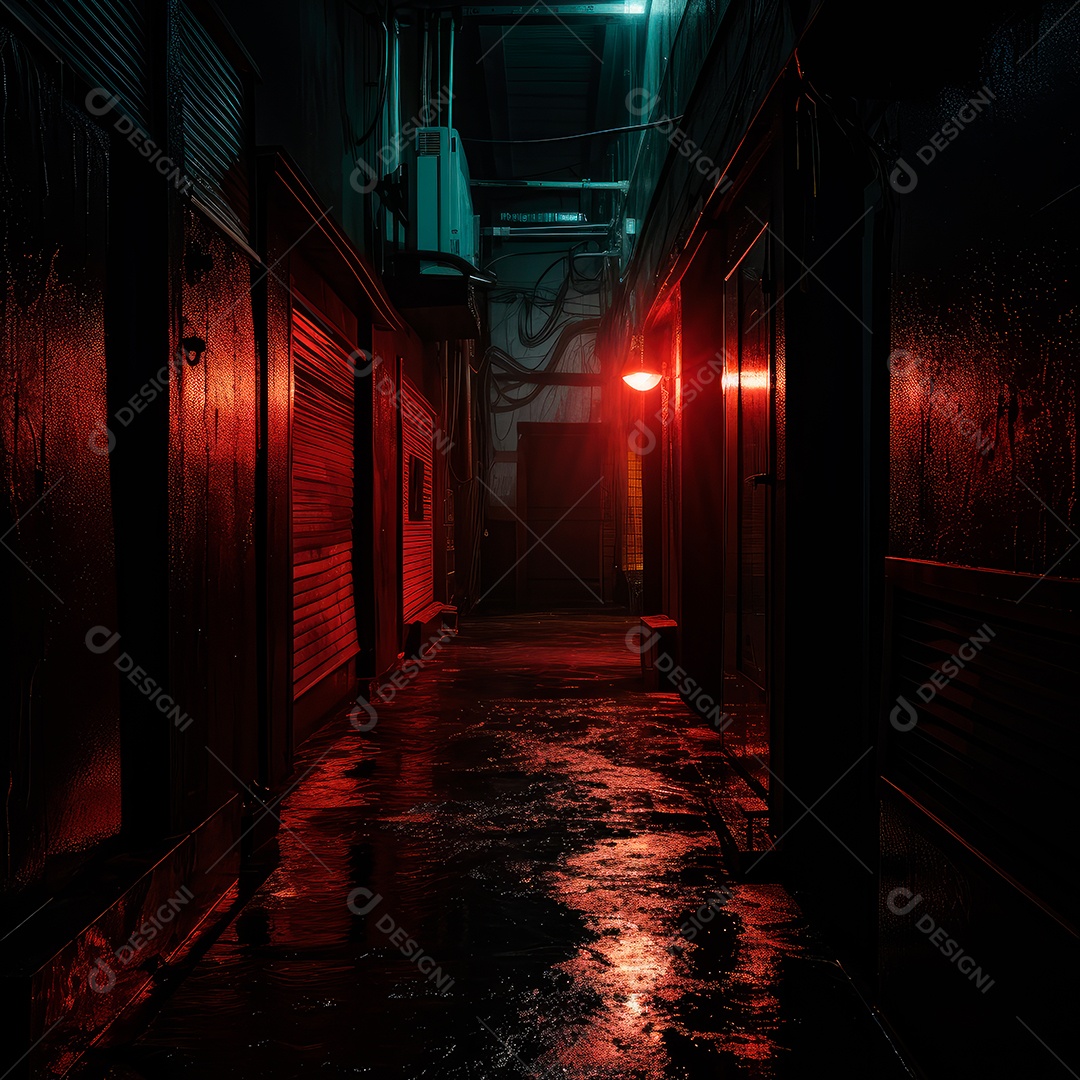 Foto de um corredor escuro de um dia chuvoso retroiluminado60