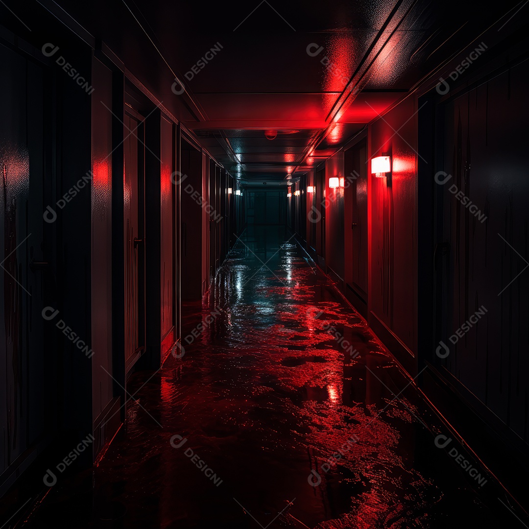 Foto de um corredor escuro de um dia chuvoso retroiluminado