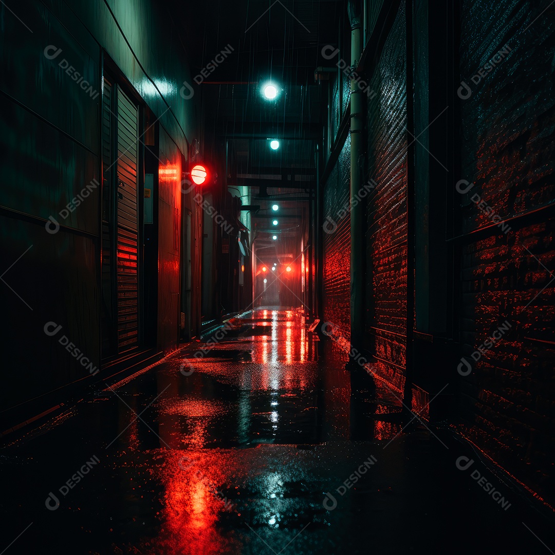 Foto de um corredor escuro de um dia chuvoso retroiluminado