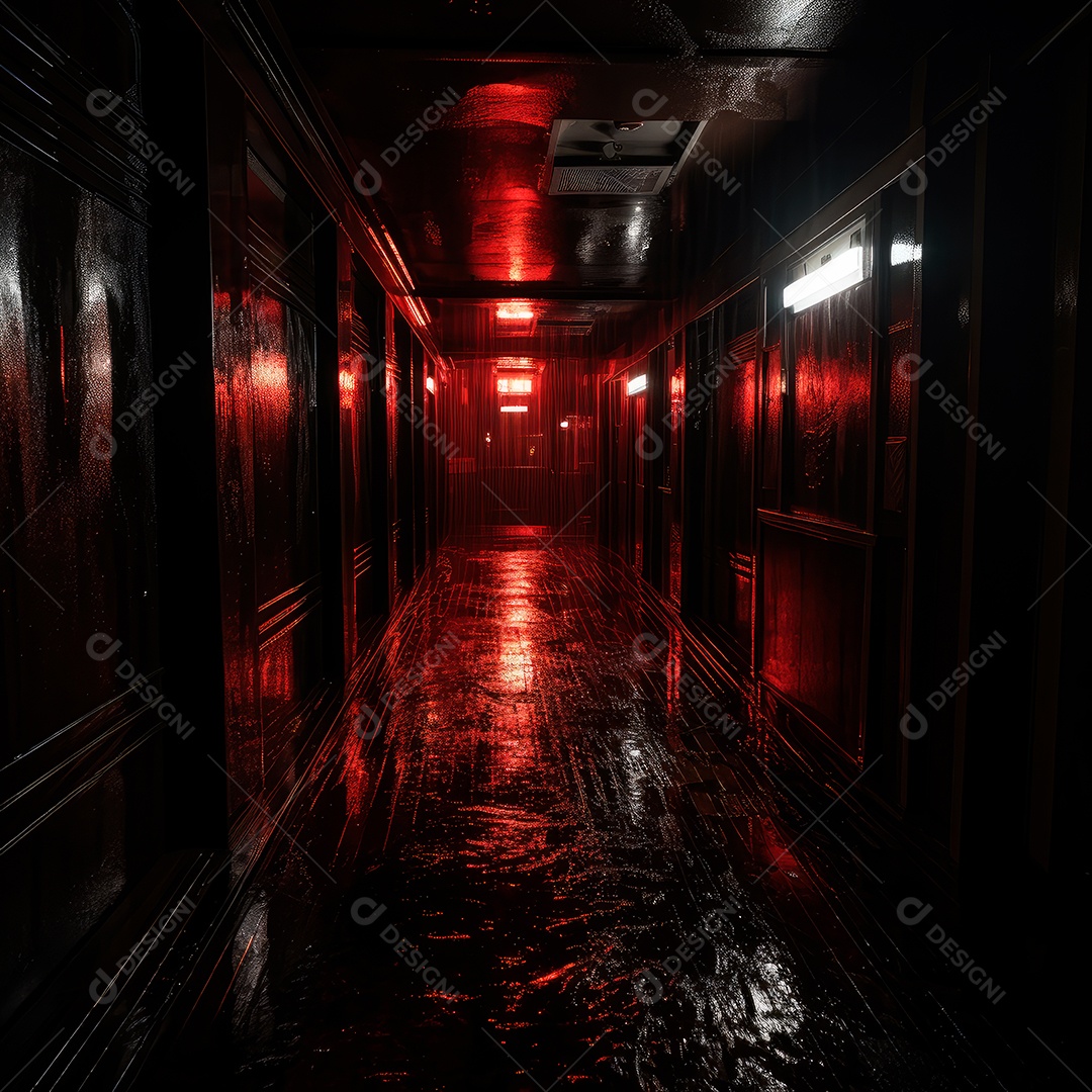 Foto de um corredor escuro de um dia chuvoso retroiluminado