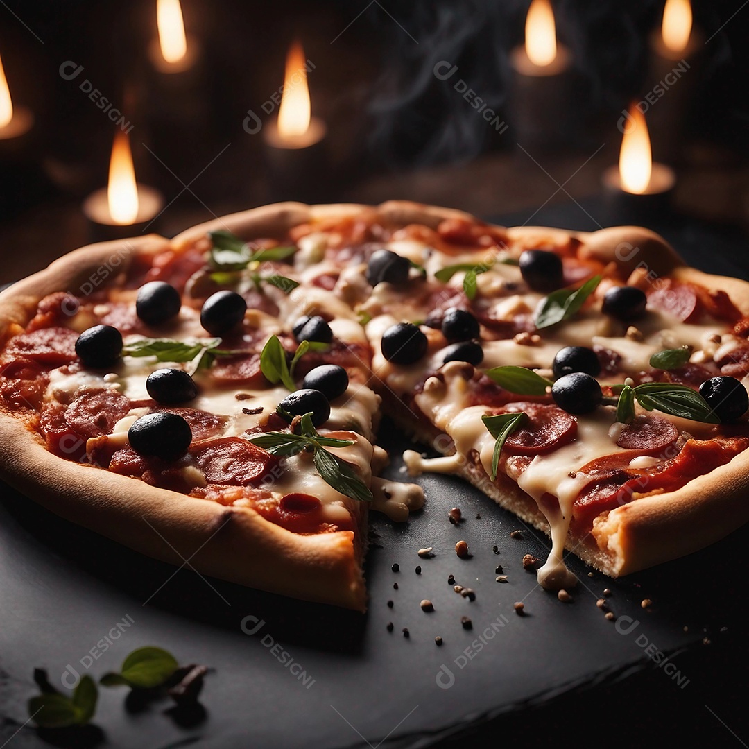 Pizza Deliciosa a Luz de Vela