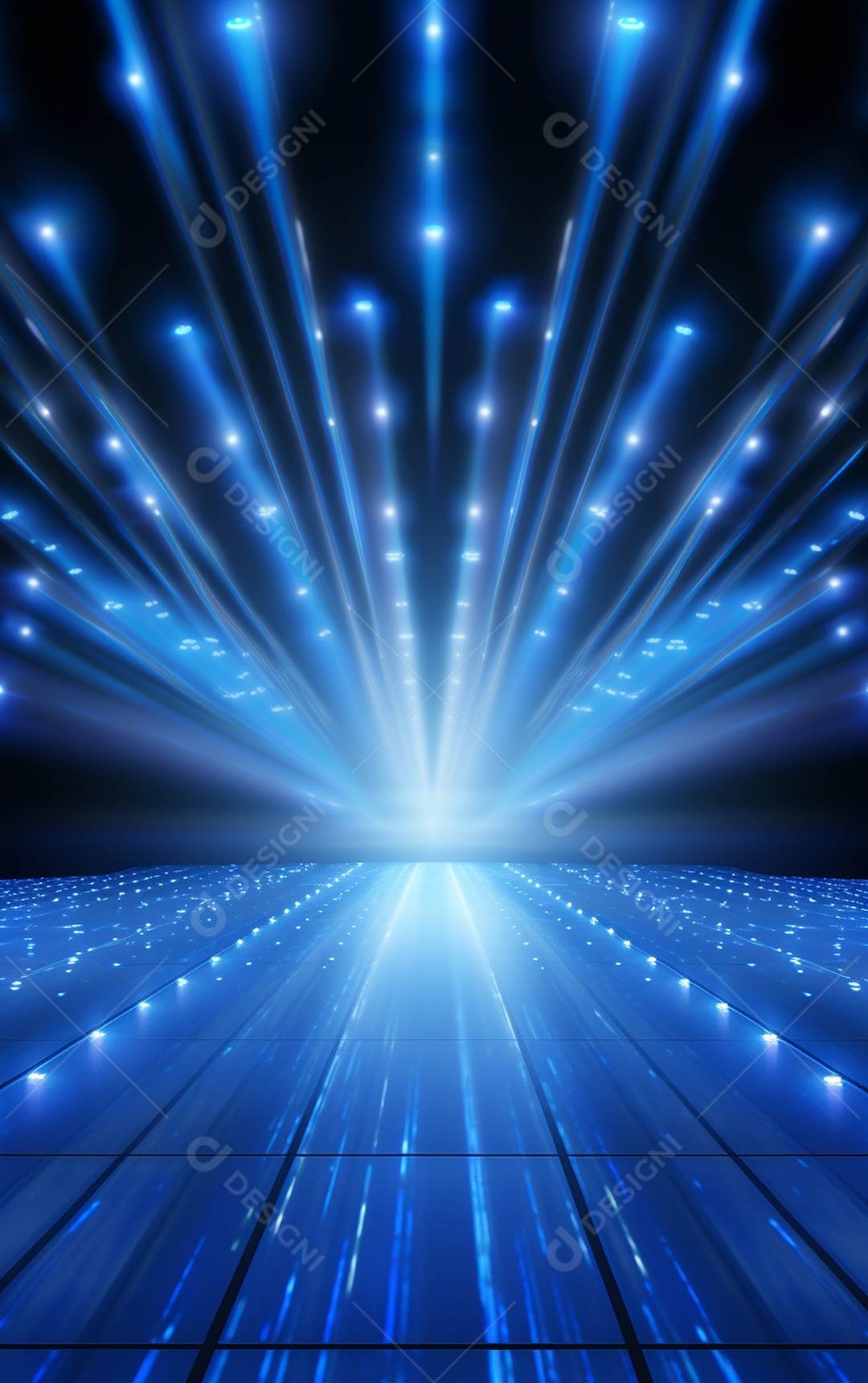 Plano de fundo com iluminação de holofotes azuis