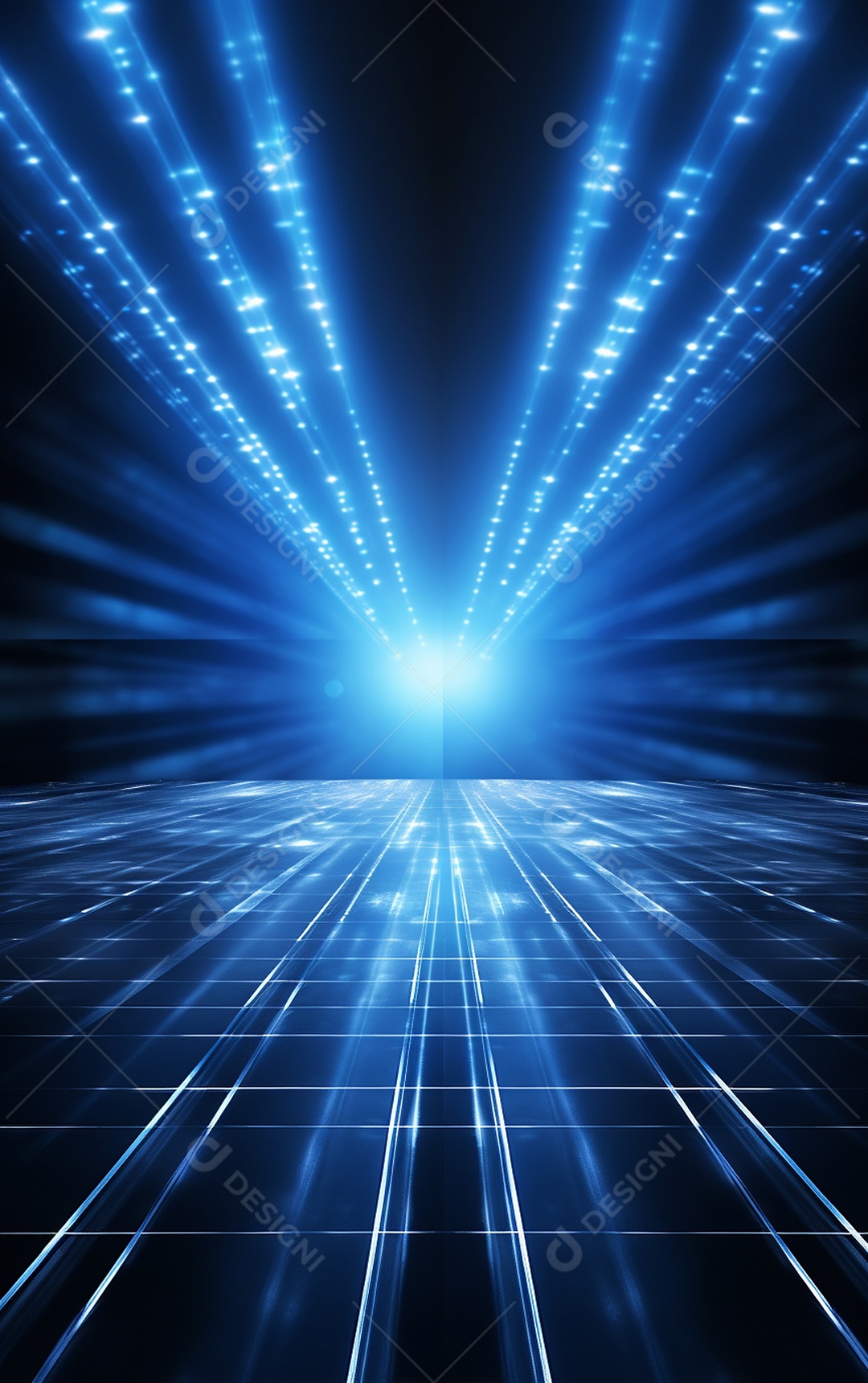 Plano de fundo com iluminação de holofotes azuis