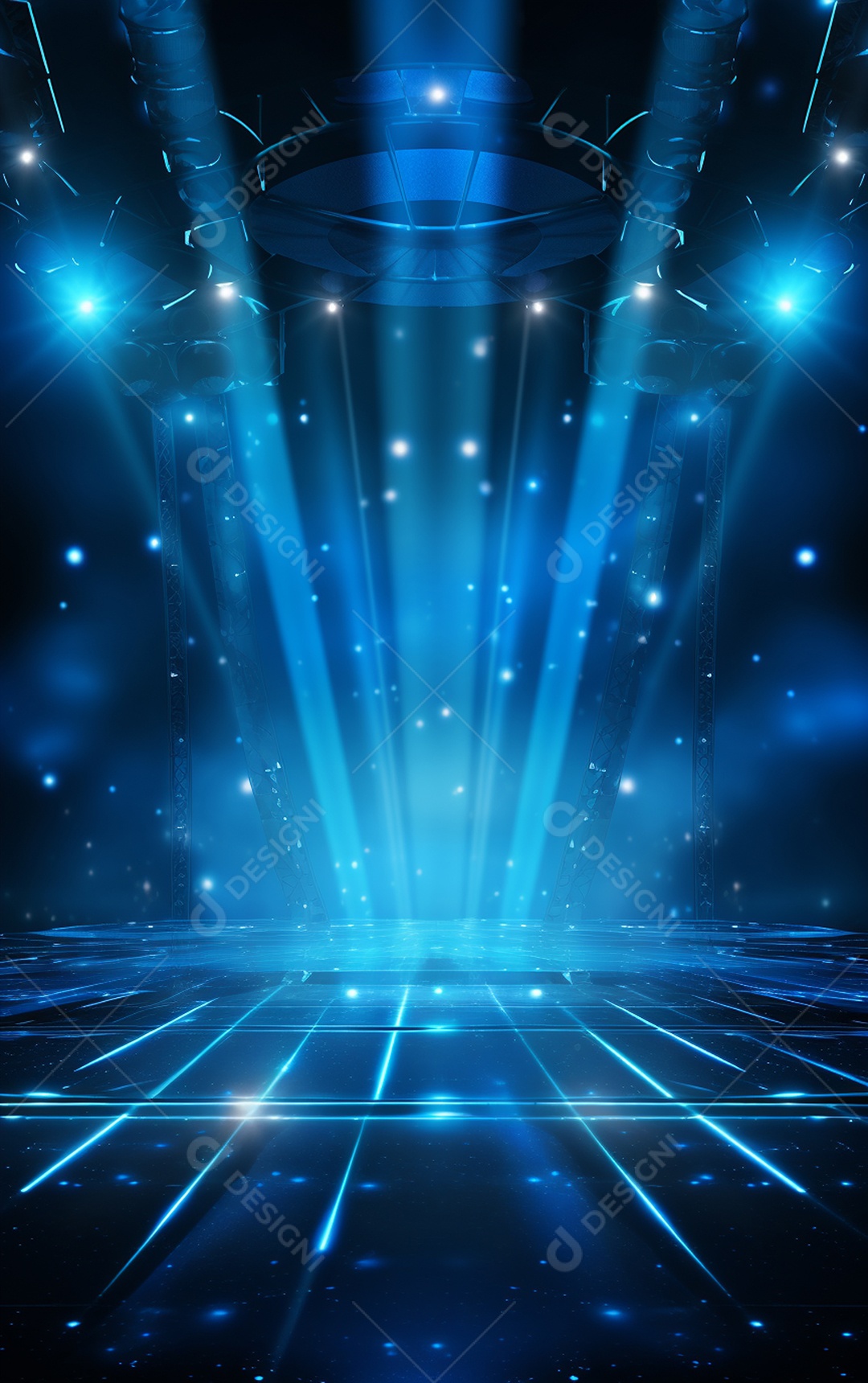 Plano de fundo com iluminação de holofotes azuis