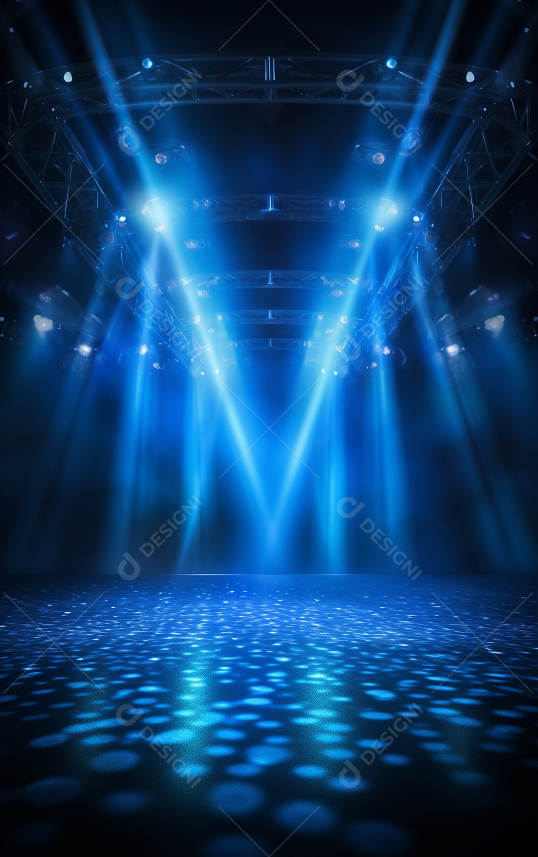 Plano de fundo com iluminação de holofotes azuis