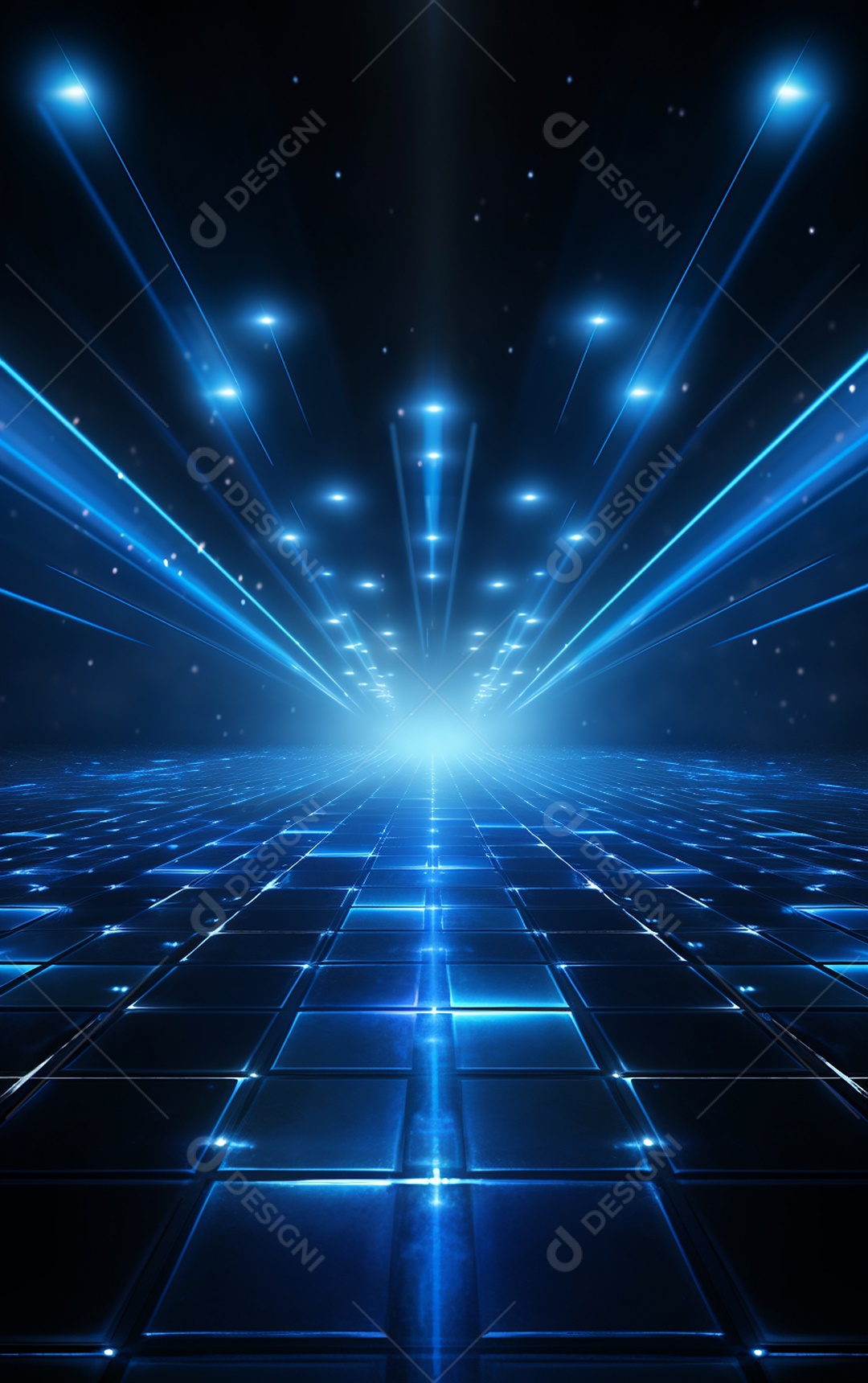 Plano de fundo com iluminação de holofotes azuis