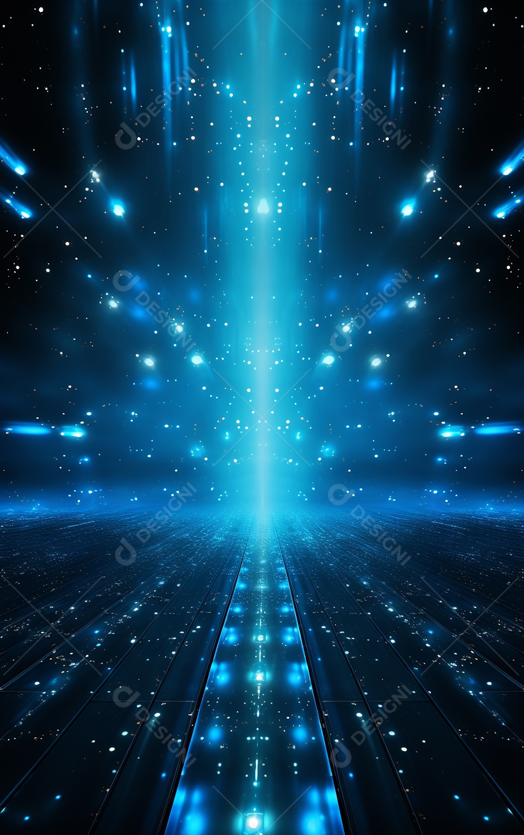 Plano de fundo com iluminação de holofotes azuis