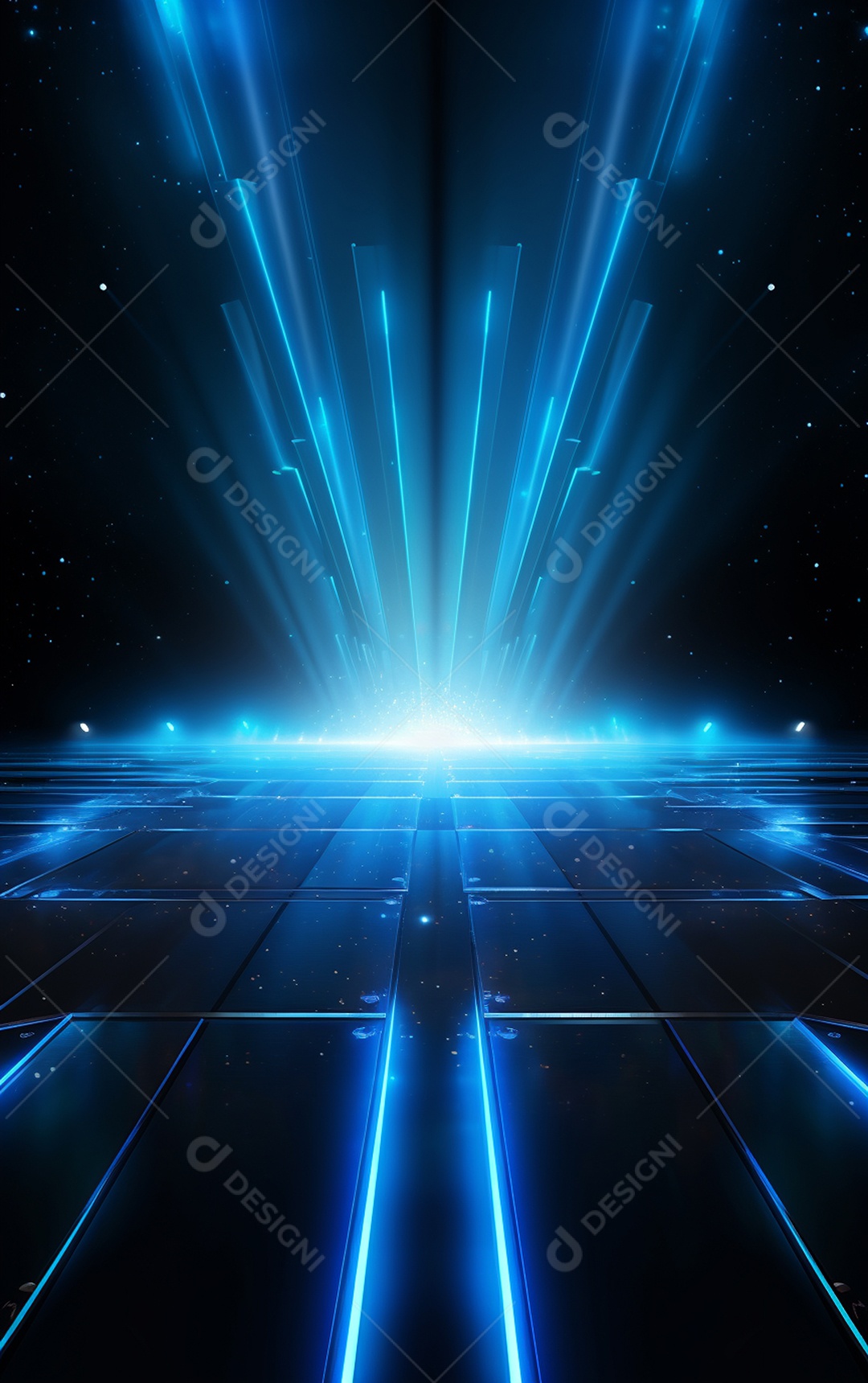 Plano de fundo com iluminação de holofotes azuis