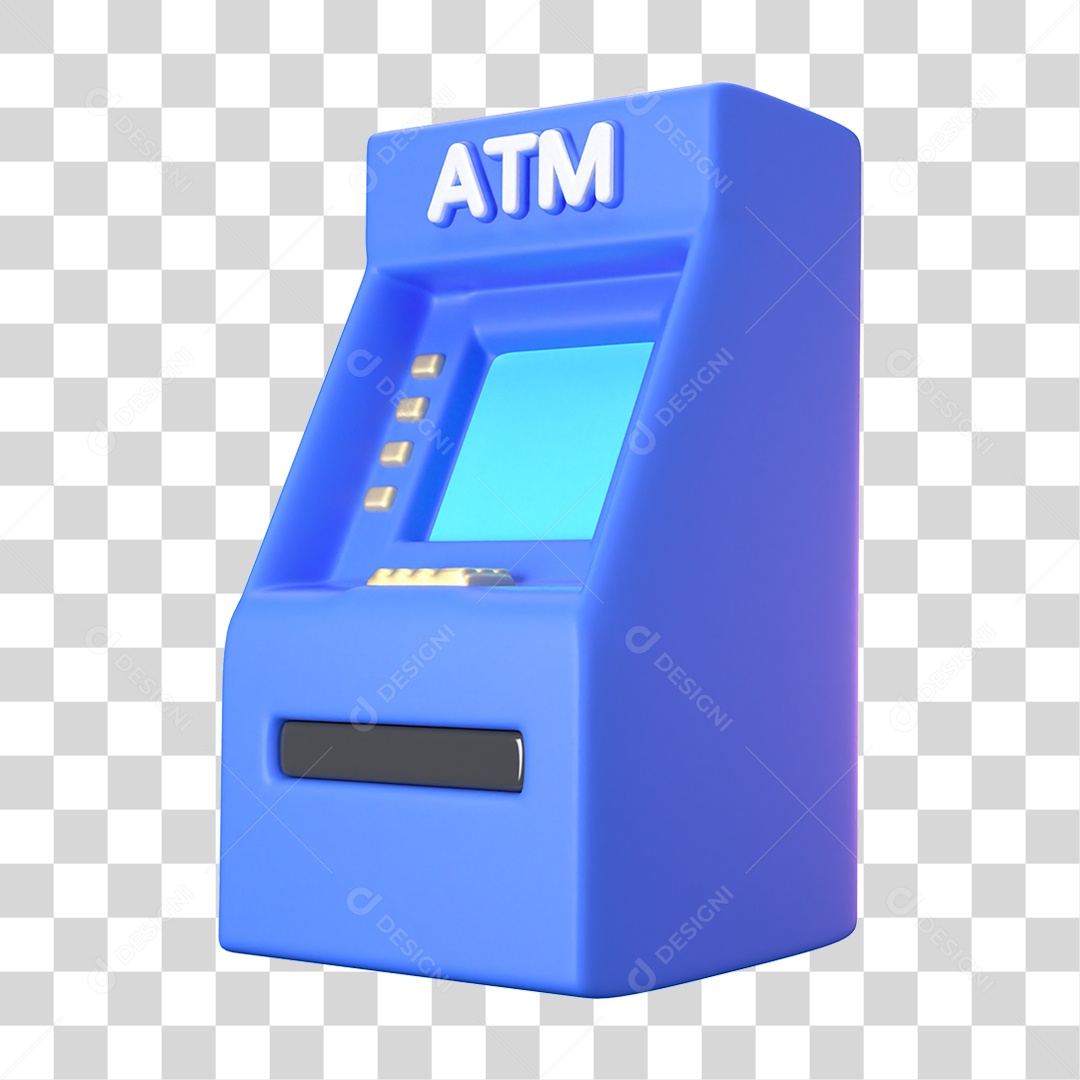 Elemento 3D Ícone de Negócios Financeiros ATM PNG Transparente