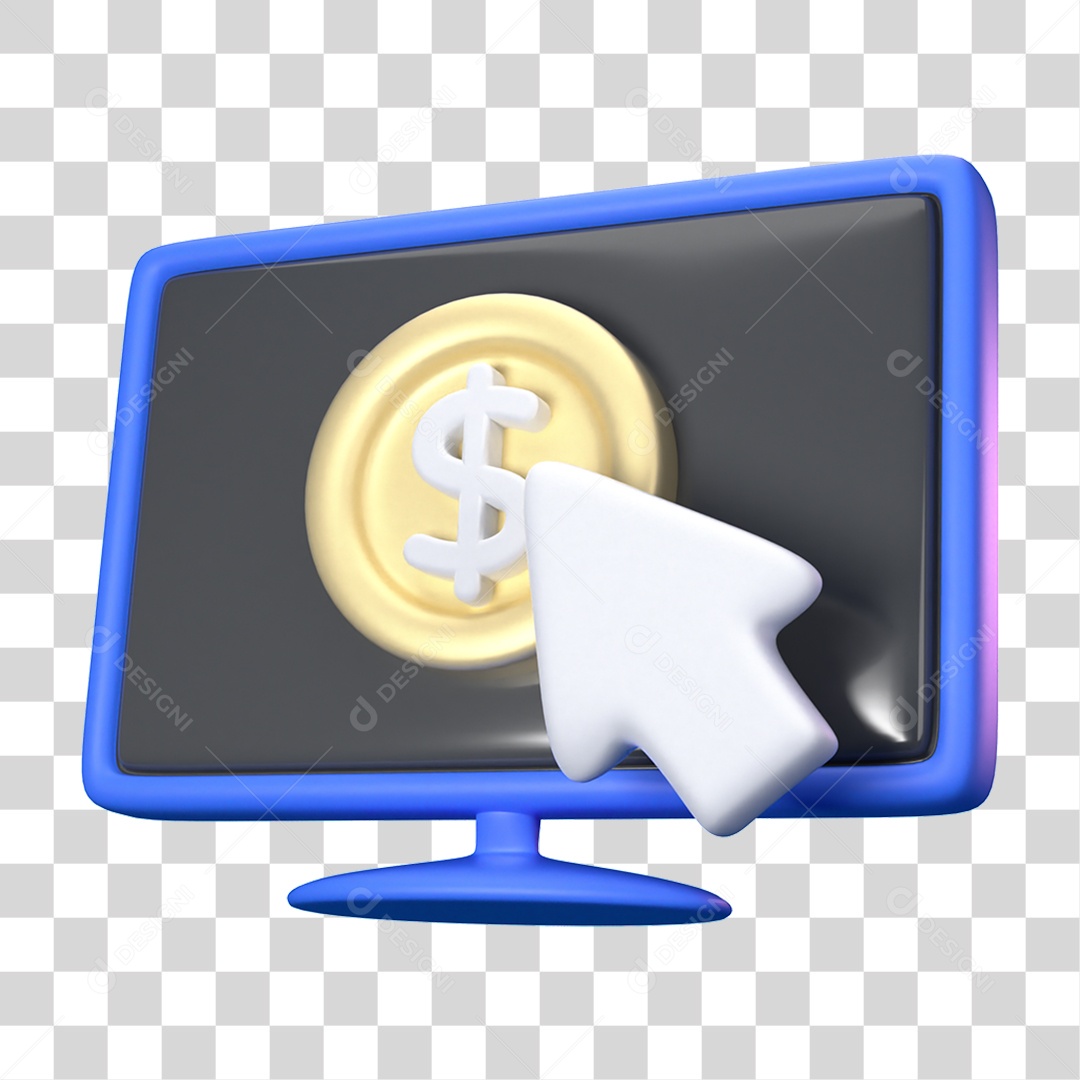 Elemento 3D Ícone de Negócios Financeiros Computador PNG Transparente