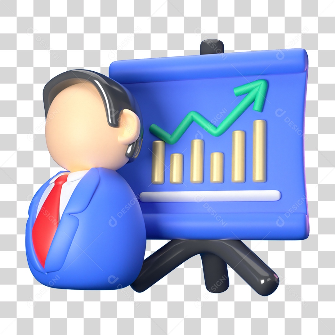 Elemento 3D Ícone de Negócios Financeiros Gráficos PNG Transparente