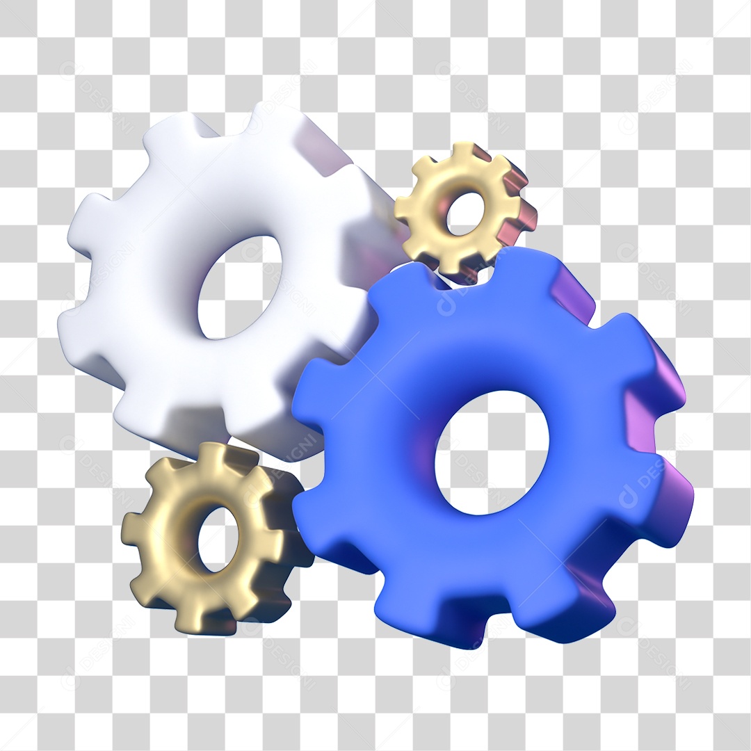 Elemento 3D Ícone de Negócios Financeiros Engrenagem PNG Transparente