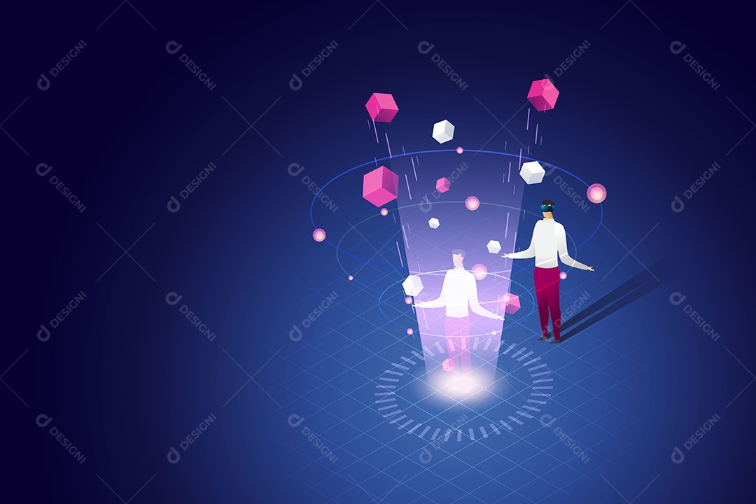 Uma Tecnologia de Realidade Virtual para Usuários de Dispositivos Digitais de Tecnologia Futurista Vetor EPS