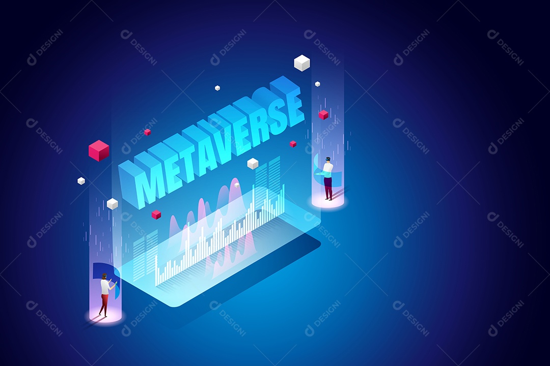 Experimente o 3D Metaverso a Tecnologia de Realidade Virtual Ilimitada Vetor EPS