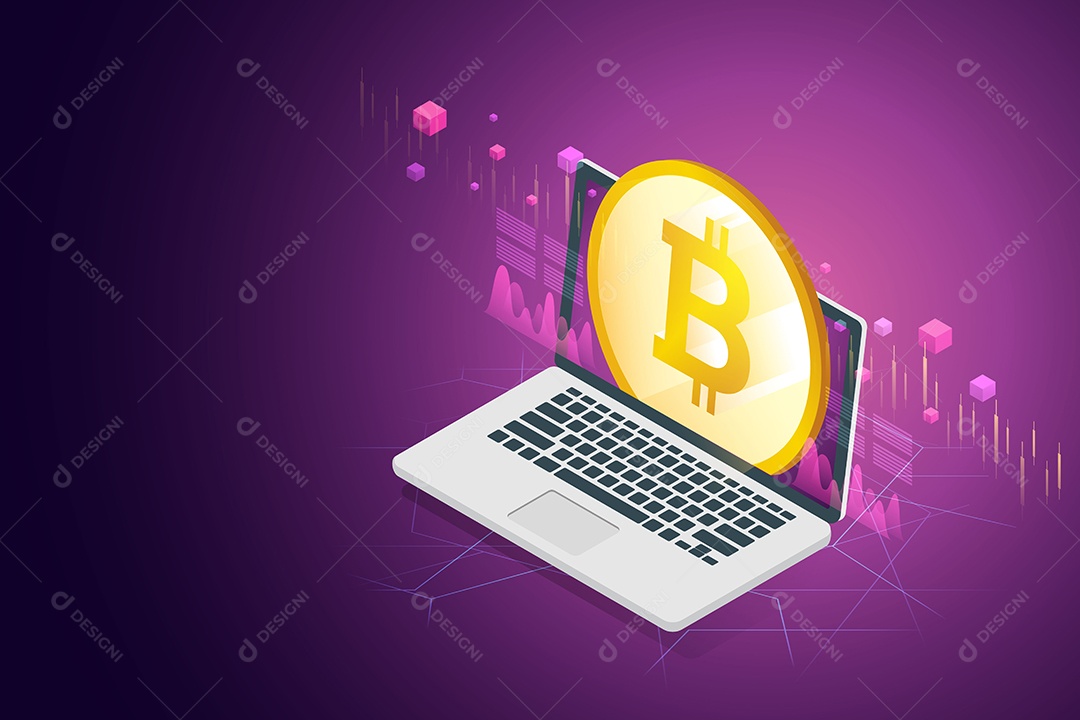 Estatísticas On-line de Criptomoedas Em Laptops para Finanças e Comércio do Mercado de Criptomoedas Vetor EPS
