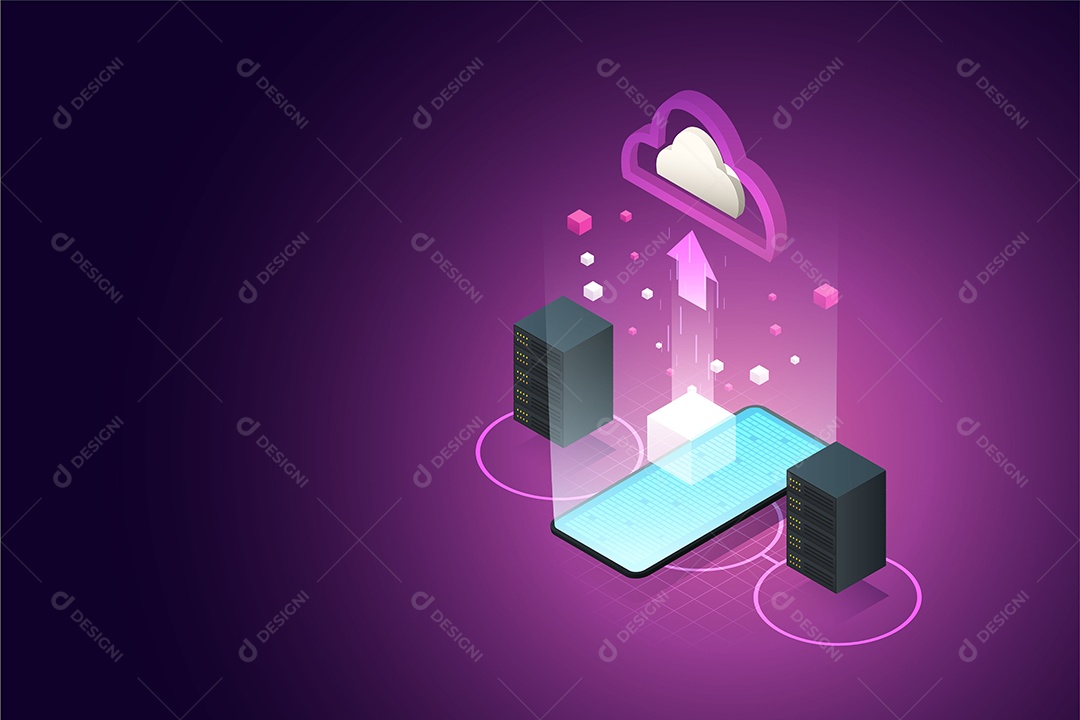 Processamento de Dados por Meio do Data Center do Servidor de Dados Em Nuvem para Armazenamento On-line Vetor EPS