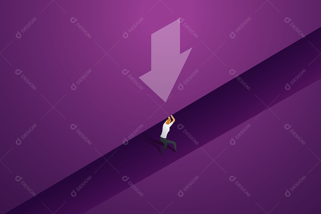 Mulher de Negócios Entre a Parede de Pedra Esmagada Sob a Pressão do Estresse na Carreira Vetor EPS